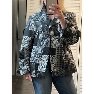 Abstract Blazer by Christopher & Banks Black White Size Medium